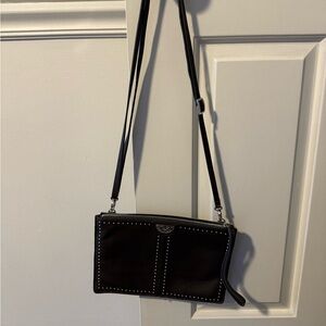 Brighton Black Crossbody Bag with Crocodile Texture